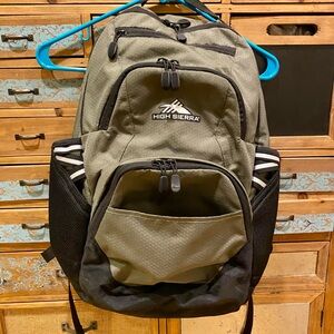 High Sierra Black and Green Multi-Compartment Backpack